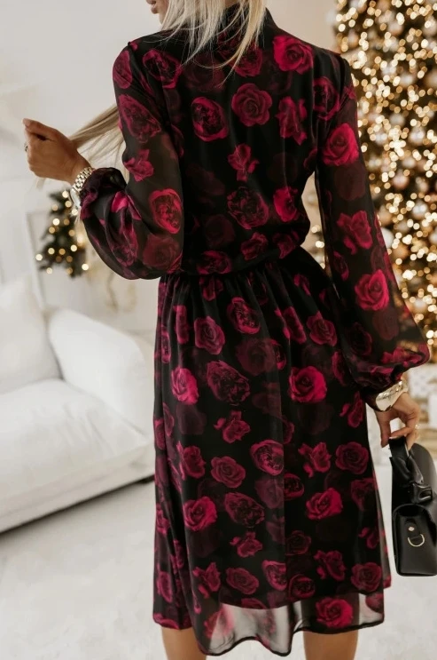 Long sleeved fashionable temperament casual color bow waist cinched dress for women's autumn 2025 new women's clothing - Image 2
