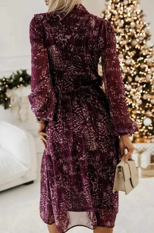 Long sleeved fashionable temperament casual color bow waist cinched dress for women's autumn 2025 new women's clothing - Image 4